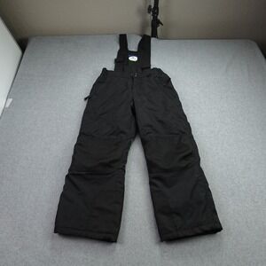 Slalom Snow Bibs Kids Small 6/7 Black Insulated Ski Pants Adjustable Overalls